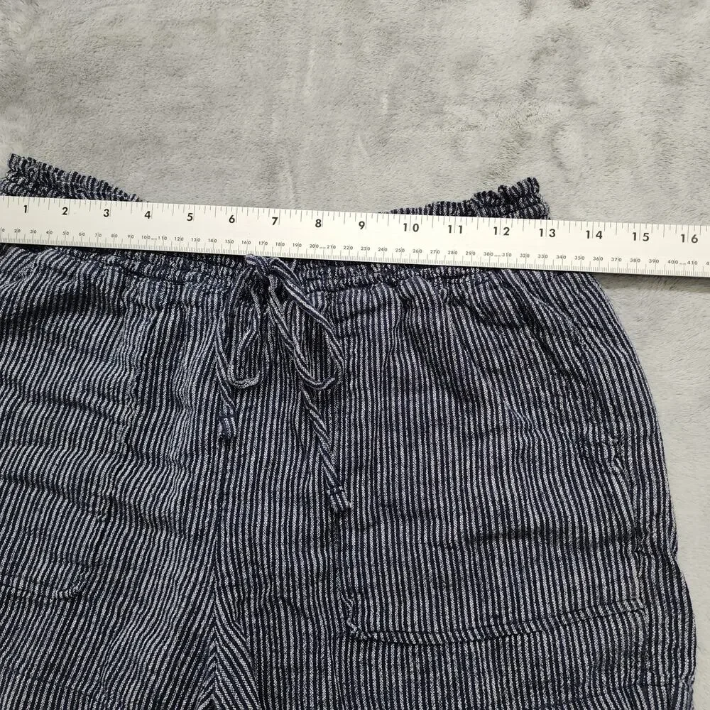 Time and Tru Shorts Womens XS (0-2) Blue White‎ Striped Linen Blend High Rise